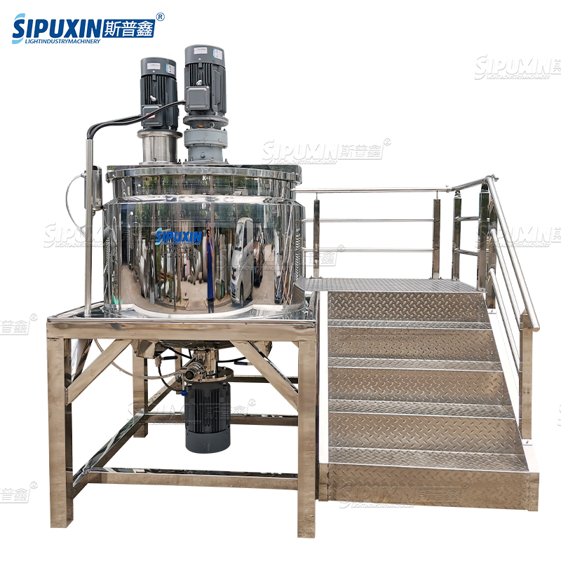 500L Stainless Steel Dispersing Shampoo Mixer Homogenizer Mixing Machine Electric Heating Agitator For Liquid Detergent