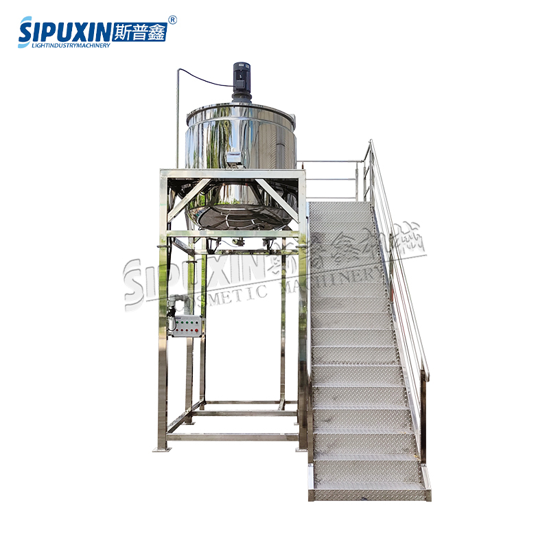 1000L Liquid Blending Mixer For Shampoo Electric Heating Agitator Mixing With Load Cell System Vertical Blender For Cosmetic