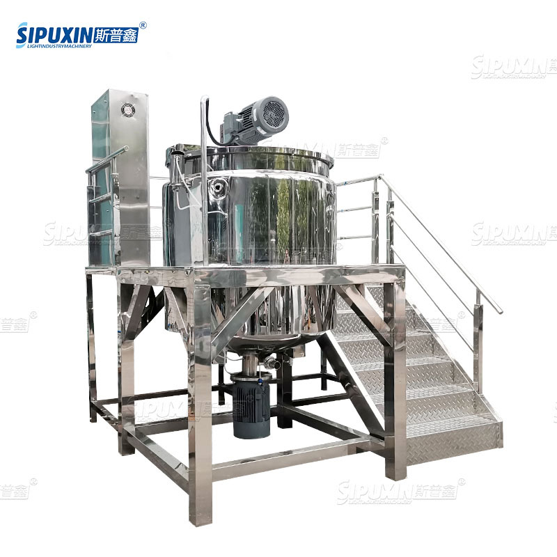 1T Homogenizing High Shear Mixer Blending Machine Double Jacketed Agitator For Cosmetic Electrical Heating Shampoo Mixer