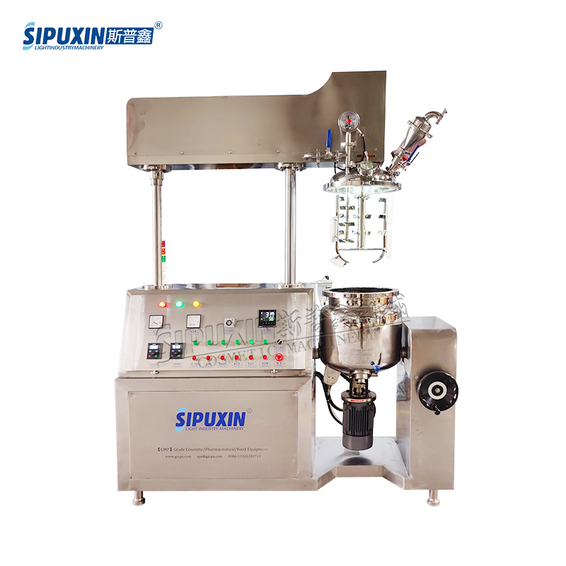 Small Capacity Emulsifier Mixer Stainless Steel Homogenizer Hydraulic Lifting Vacuum Emulsification For Cosmetic