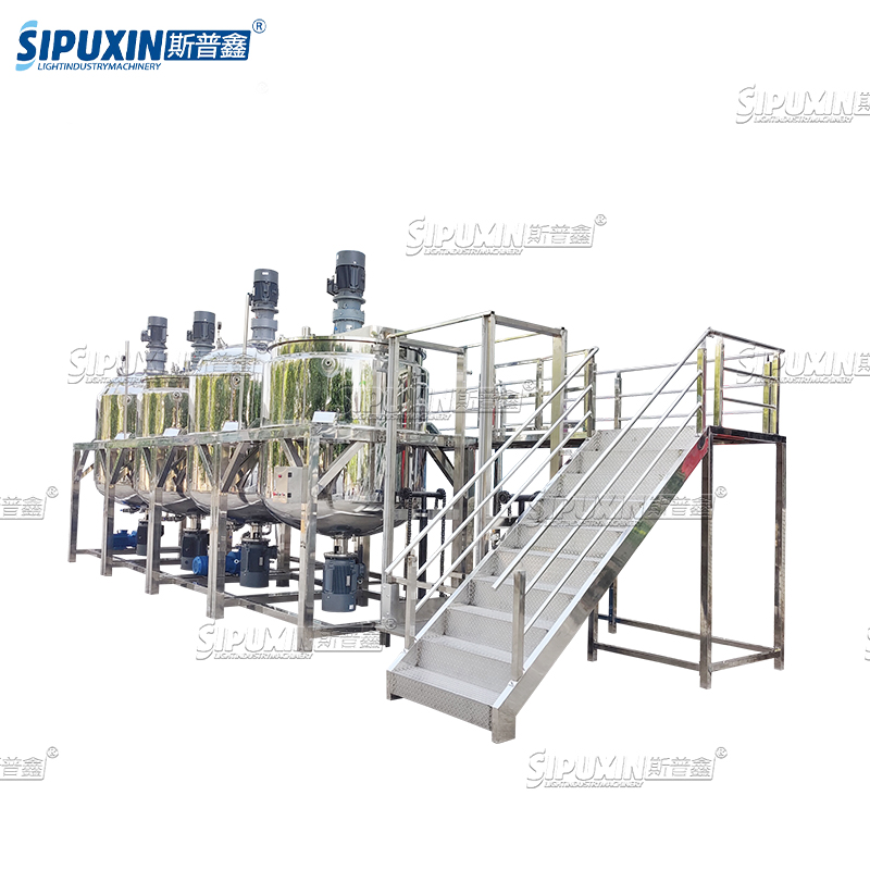 SPX Big Capacity 3000 L Combination Blending Tank With Vacuum Homogenizing Emulsifier Emulsify Pump For Making Shampoo Shower Gel