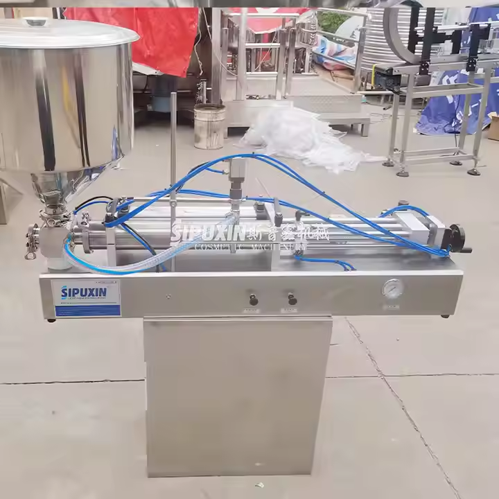 Semi-auto Filling Machine Two Nozzles Horizontal Paste Filler ( with Hopper)