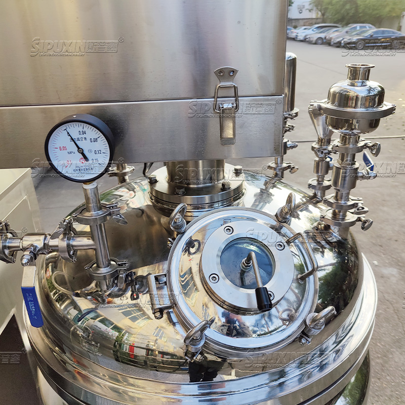 Electric Heating Vacuum Homogenizing Mixer For Paste 300 Liters Hydraulic Lifting Emulsifier Mixer For Cream