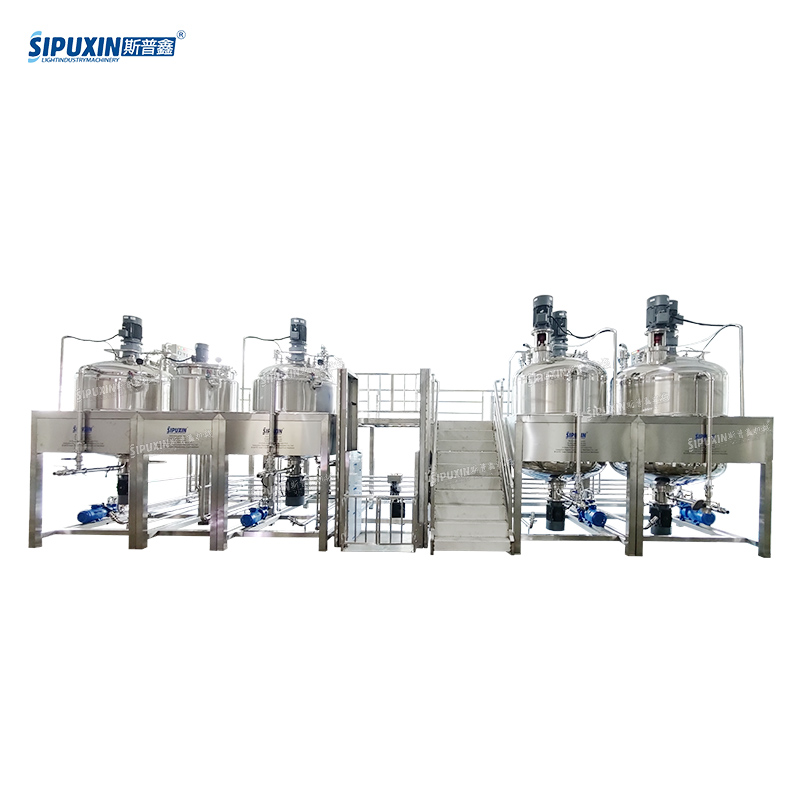 Fixed type vacuum emulsifier mixer