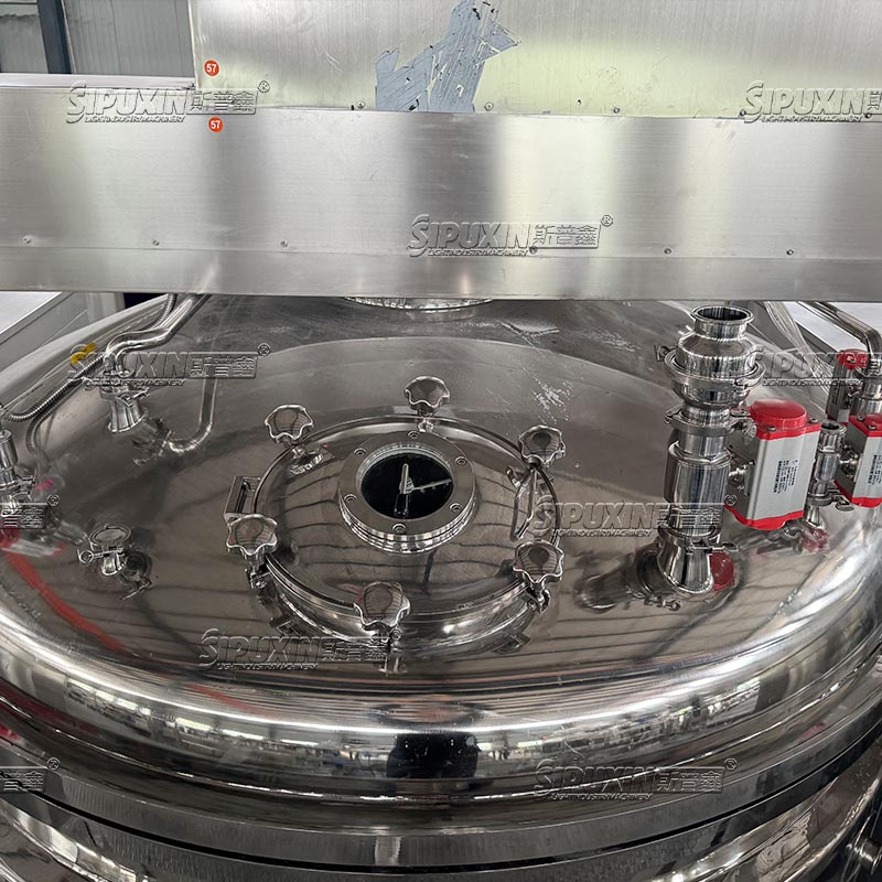 6000 L Lifting Vacuum Manhole Sealing Mixing Emulsifier Machine with inline Emulsifying Pump for Cosmetics Cream Suace ketchup mayonnaise