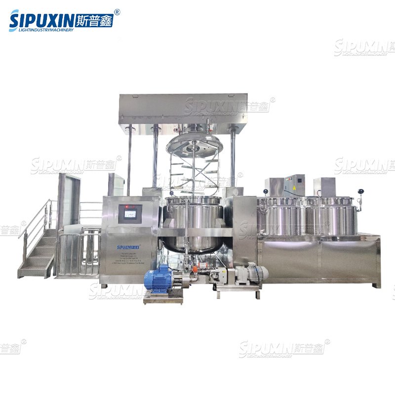 1500L Steam Heating Vacuum Homogenizing Mixer Inline Homogenizer Reactor Internal And External Circulation Solution Tank 
