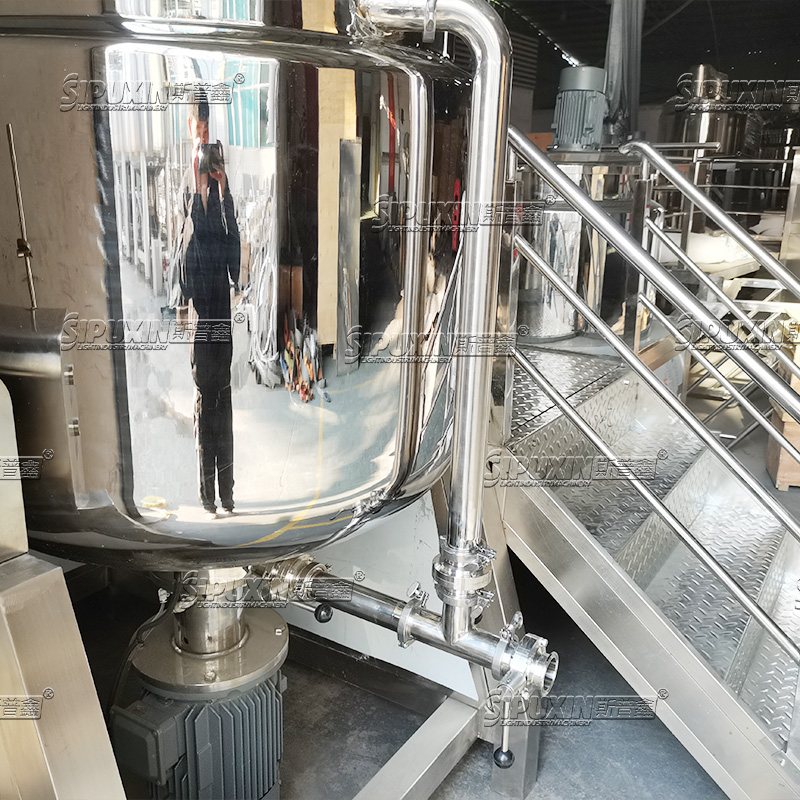 Hydraulic Lifting Vacuum Emulsifier with Internal and External Circulation for Cosmetic Cream Making