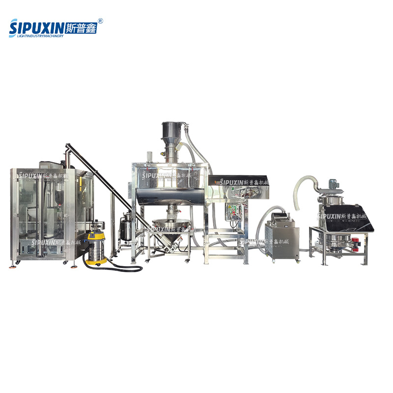 Original Design Heated Talc Powder Ribbon Mixer Silica Powder Filling Machine Powder-free Vacuum Suction