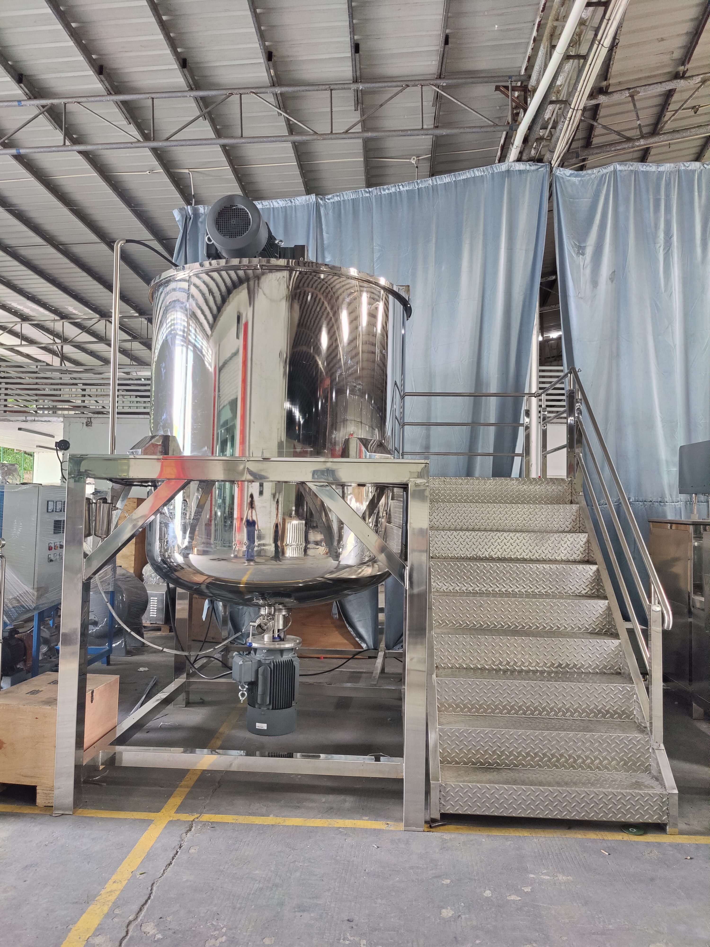 3T Single Layer Horizontal Homogenizing Mixing Tank | Cosmetic Cream Lotion Mixer | High Shear Homogenizer Manufacturing Equipment