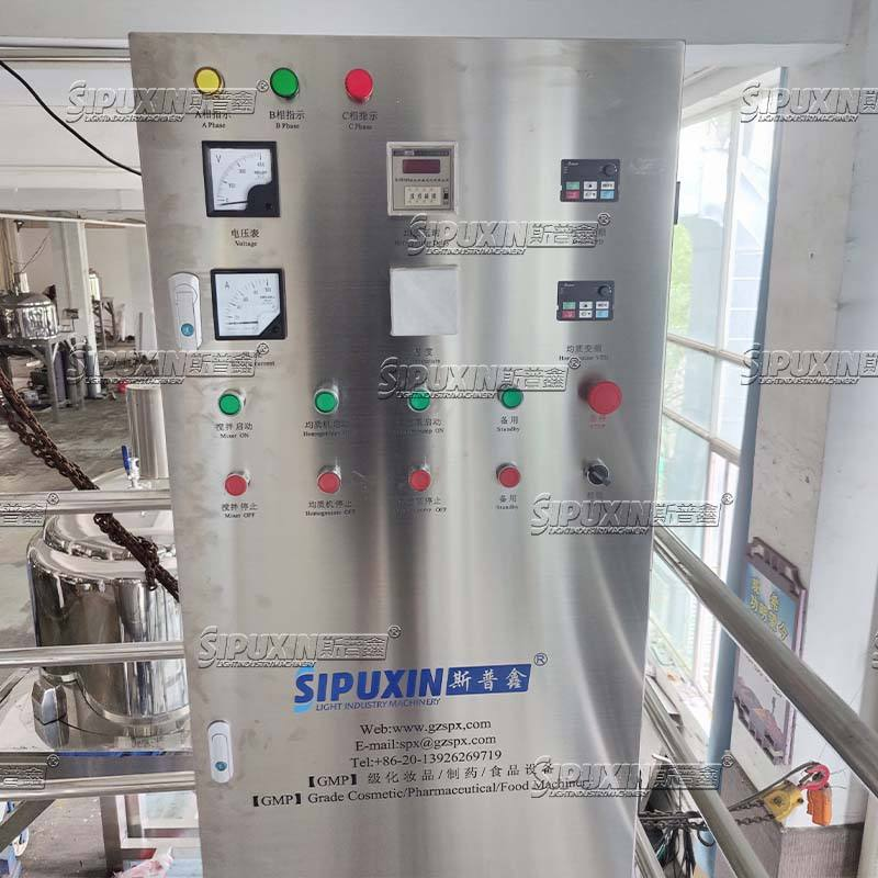 High Shear 250L Automatic Combination Tank Hydraulic Lifting Vacuum Homogenizer Emulsifier with Motor for Cosmetics and Food
