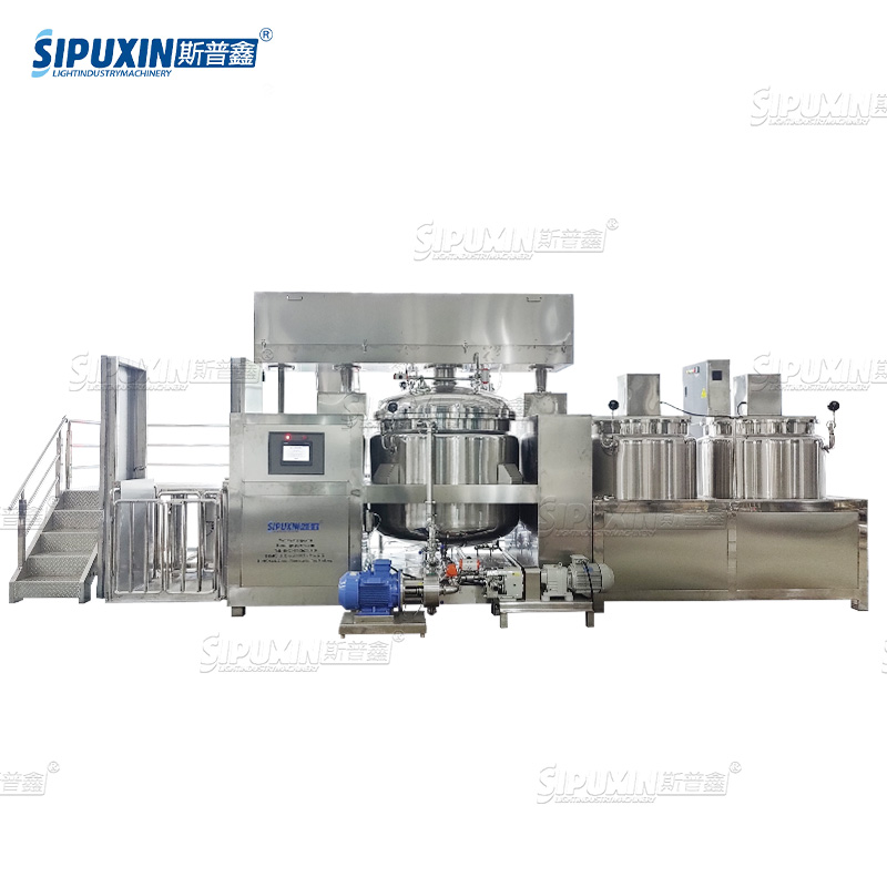 Hydraulic lifting type vacuum emulsifier machine