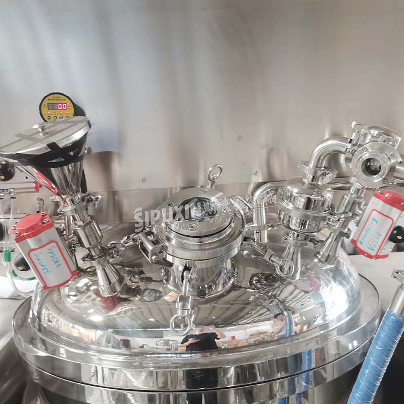 500L Industrial Vacuum Emulsifier Hydraulic Lifting System Defoaming Homogenizing Mixer Electric Heating Stainless Steel Tank for Cream Ointment Detergent Production