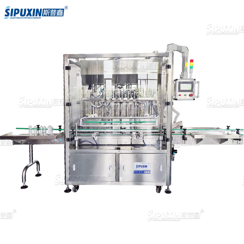 SIPUXIN 6 Nozzles Automatic Detergent Filling Capping Labeling Machine Cosmetic Production Line