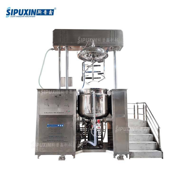 500L Internal External Circulation Vacuum Emulsifying Homogenizer Load Cell System PLC Recipe Storage Cream Soap Shampoo