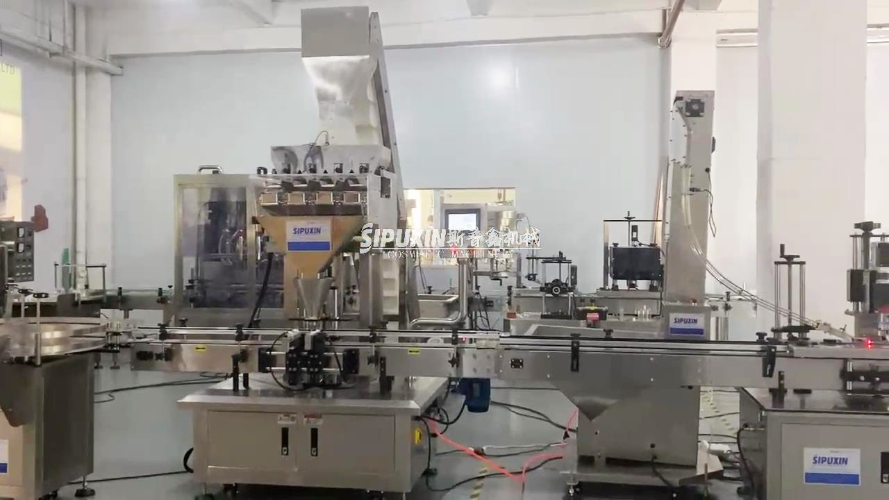 4 Heads Weighing-Track Granula Powder Tablets Filling Capping Labeling Machine
