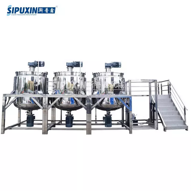 SPX Hot Sales Large Capacity Horizontal Motor Mixing Machine Liquid Wash Shampoo Blending Tank With Operating Platform