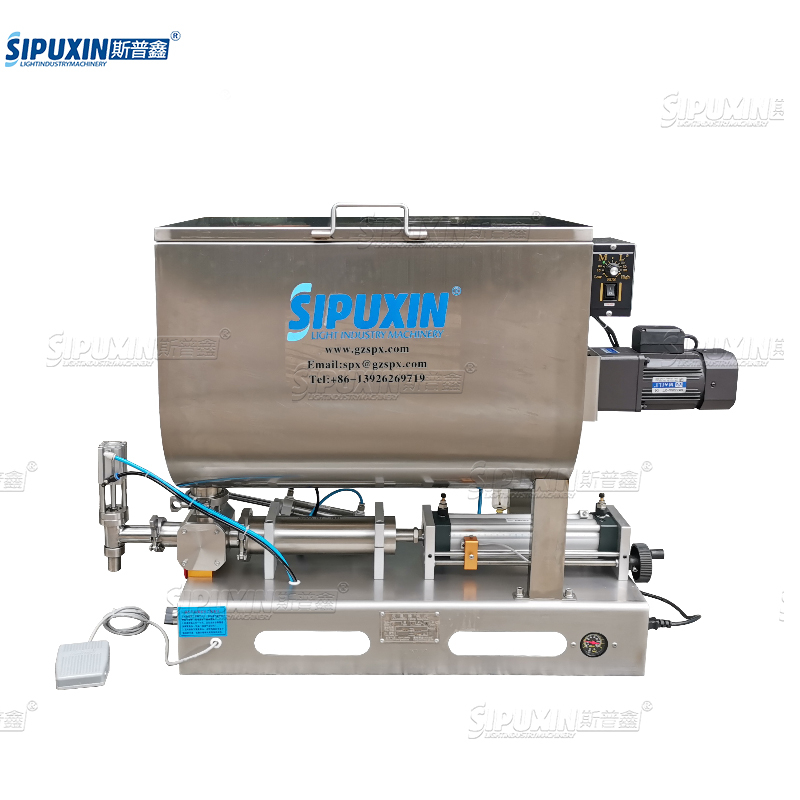 Semi-automatic Horizontal Pneumatic Stirring Filling Machine Sauce Mixing And Filling Machine