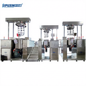 100L 200L 500L Double Cylinder Hydraulic Lifting Vacuum Emulsifying Mixer PLC Control External Circulation High Configuration Homogenizer for Cosmetic Cream Lotion