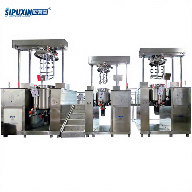 100L 200L 500L Double Cylinder Hydraulic Lifting Vacuum Emulsifying Mixer PLC Control External Circulation High Configuration Homogenizer for Cosmetic Cream Lotion