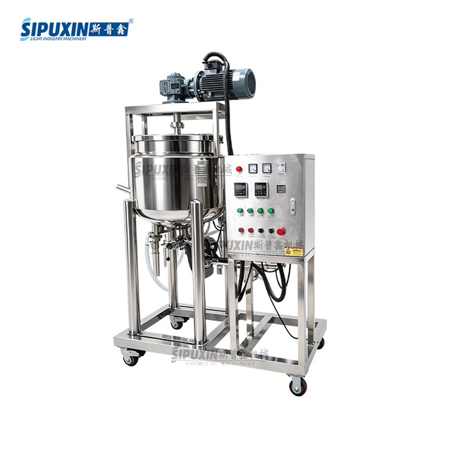 100L Mobile Electric Heating Mixing Tank With Bottom Homogenizer — Stainless Steel Cosmetic Mixer