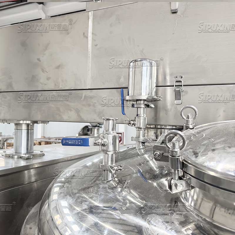 2000L Hydraulic Lifting Vacuum Homogenizing Emulsifier With External Circulation Emulsifying Pump & Oil‑Water Pot