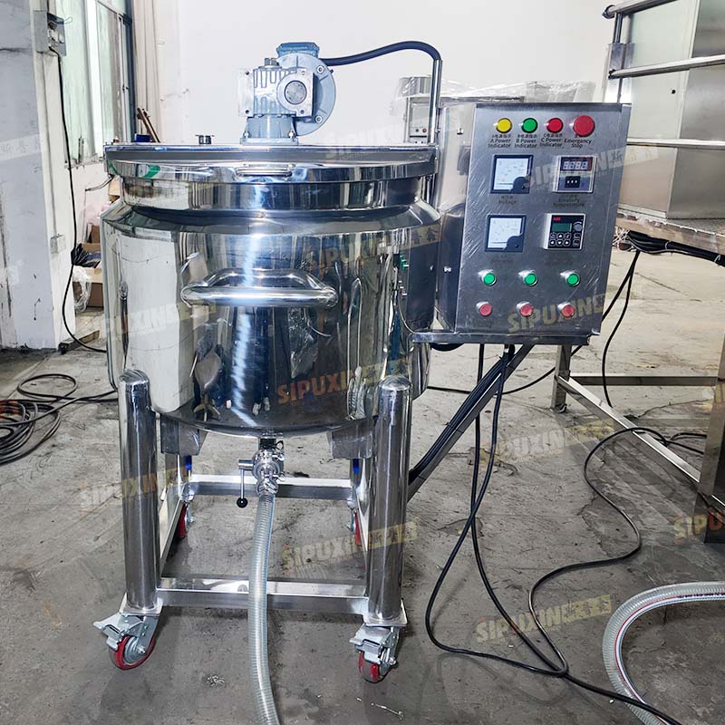 200L & 500L Electric Heating Mixing Pot Mobile Stainless Steel Stirring Tank for Cosmetics