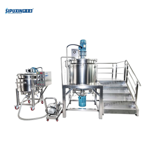 500L Homogenizer Mixing Tank + 200L Agitator Mixing Pot Stainless Steel Vacuum Emulsifier for Cosmetic Food Chemical Production