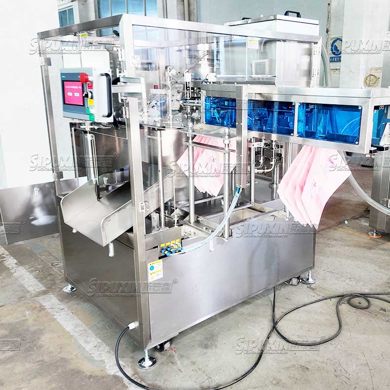 Double Head Self Priming Spout Pouch Filling and Capping Machine Automatic For Liquid Paste Sauce Fruit Juice Laundry Detergent