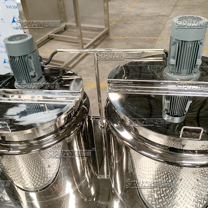 500L Electric Heating Hydraulic Lift Vacuum Homogenizer Emulsifier with oil‑water tanks