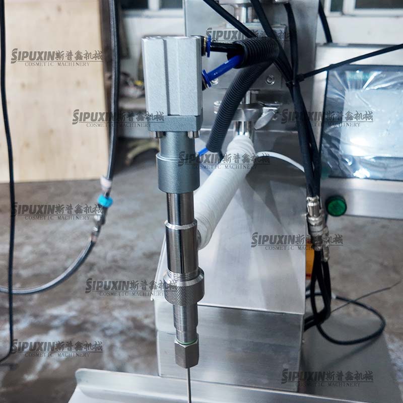 Cosmetic Production Line Vacuum Homogenizer Mixing Tank Pneumatic Feeding Pump Vertical Paste Filling Machine Set