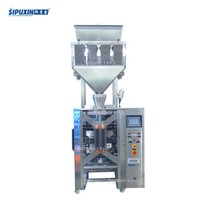 SIPUXIN Automatic Granule Packing Machine with 4 Heads Linear Weigher Z-Type Elevator 520 Back Seal Pouch Bag Filling Sealing Machine for Food Grains Powder
