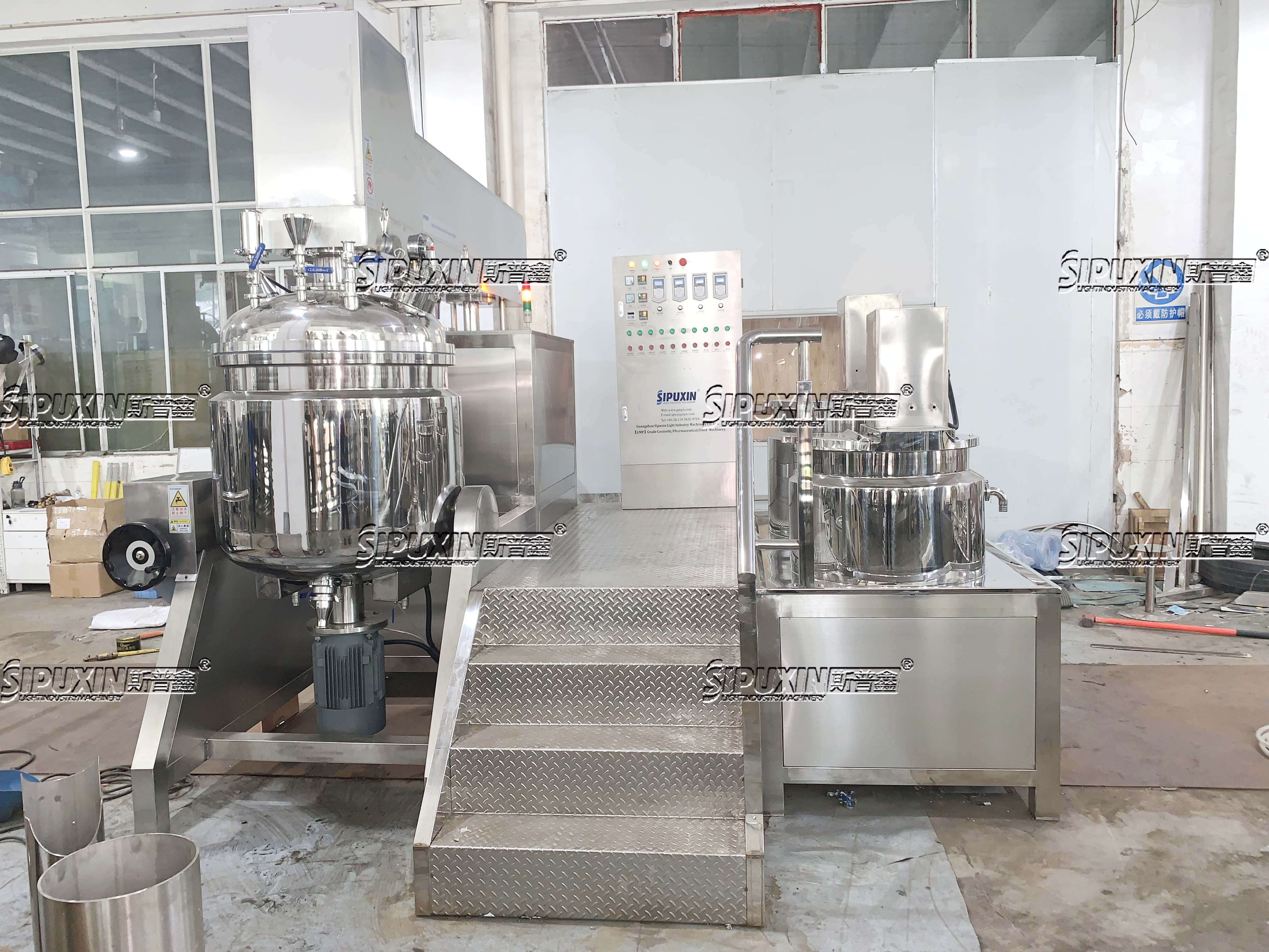 SIPUXIN 300L Electric Heating Hydraulic Lifting Vacuum Homogenizer 