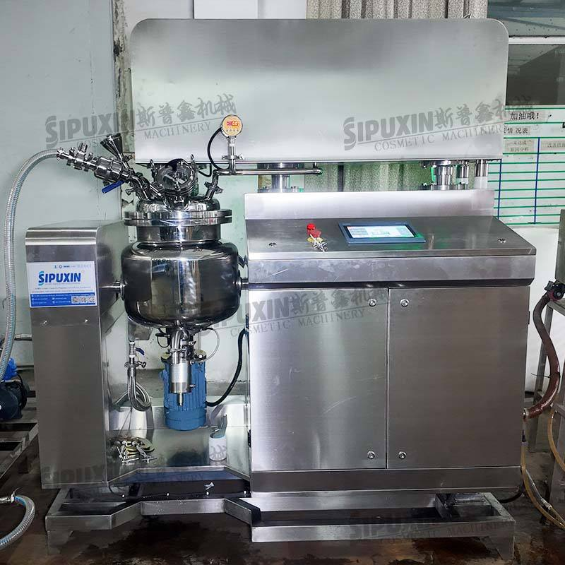 Electric Heating Lifting 2 Way Mixing Vacuum Emulsifier PLC Weighing System Equipped 10PH Chiller for Cosmetic Daily Chemical