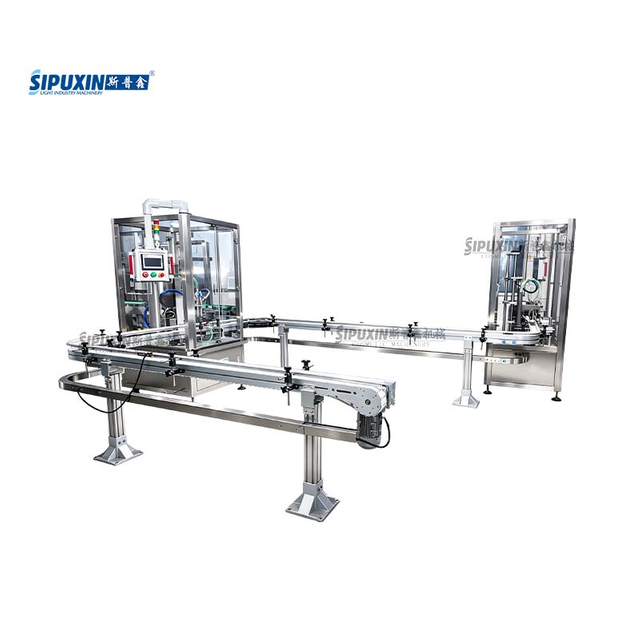 Automatic Bottling Line | 6 Nozzle Air Rinser & Double Head Gear Pump Filler for Glass & Plastic Bottles