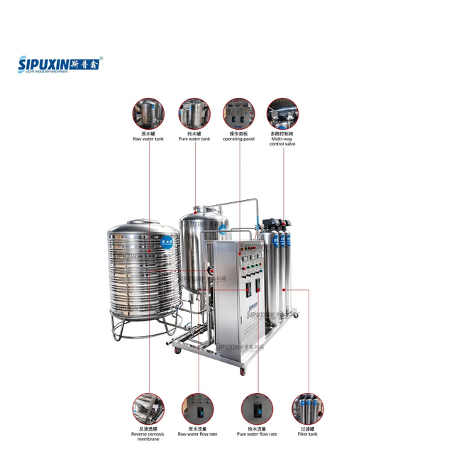 Industrial 1000LPH One Stage Stainless Steel Reverse Osmosis System Pure Water Production Equipment With Storage Tank
