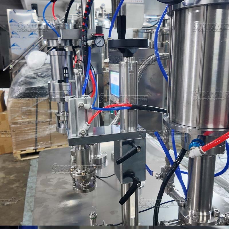 High Precision Semi‑Automatic Pneumatic Aerosol Filling Machine PLC Control with Motor for Alcohol Cosmetic Food Production