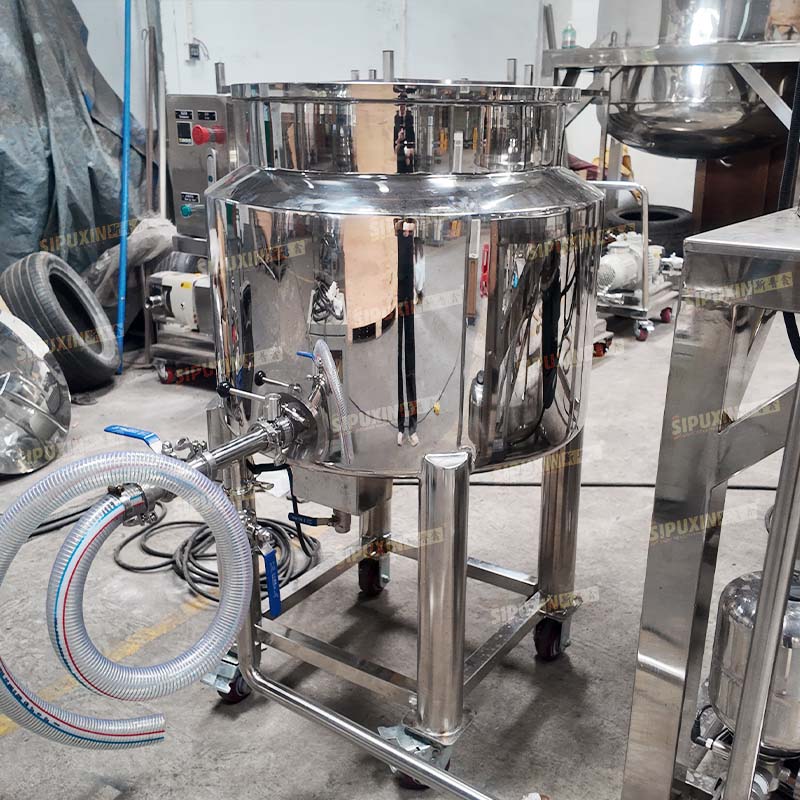 500L Single-Layer Homogenizing Stirring Tank with Operating Platform and Stairs, Equipped with 200L Electric Heating Mobile Storage Tank