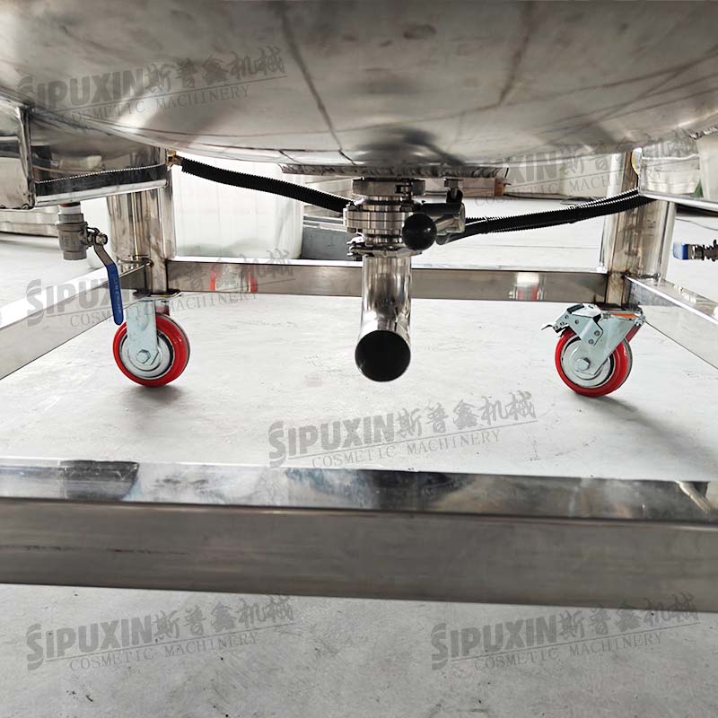 700L Mobile Electric Heating Mixing Tank Stainless Steel Mixing Pot for Shampoo Shower Gel Liquid Detergent Making