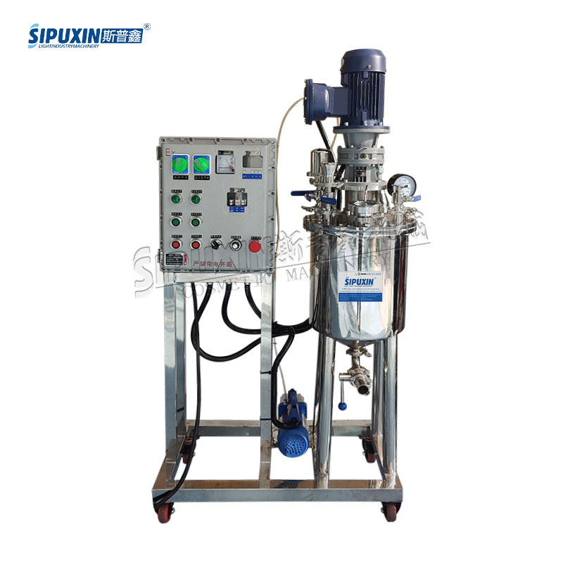 10L Mobile Flange Clamp Explosion-proof Vacuum Mixing Tank, Stainless Steel Vacuum Reactor With Explosion Proof Motor For Cosmetic Perfume Mixing
