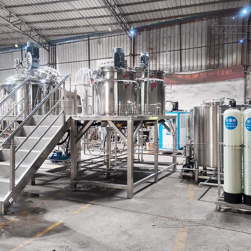 Fixed Type Vacuum Homogenizer Complete Line With RO Water Treatment Equipment For Cream Cheese Mayonnaise Cosmetic Lotion Production