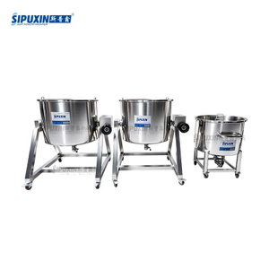 Sipuxin 300L Hand‑Crank Tilting Mixing Storage Tank With Casters Open Top Tank For Liquid Paste Sauce Temporary Storage