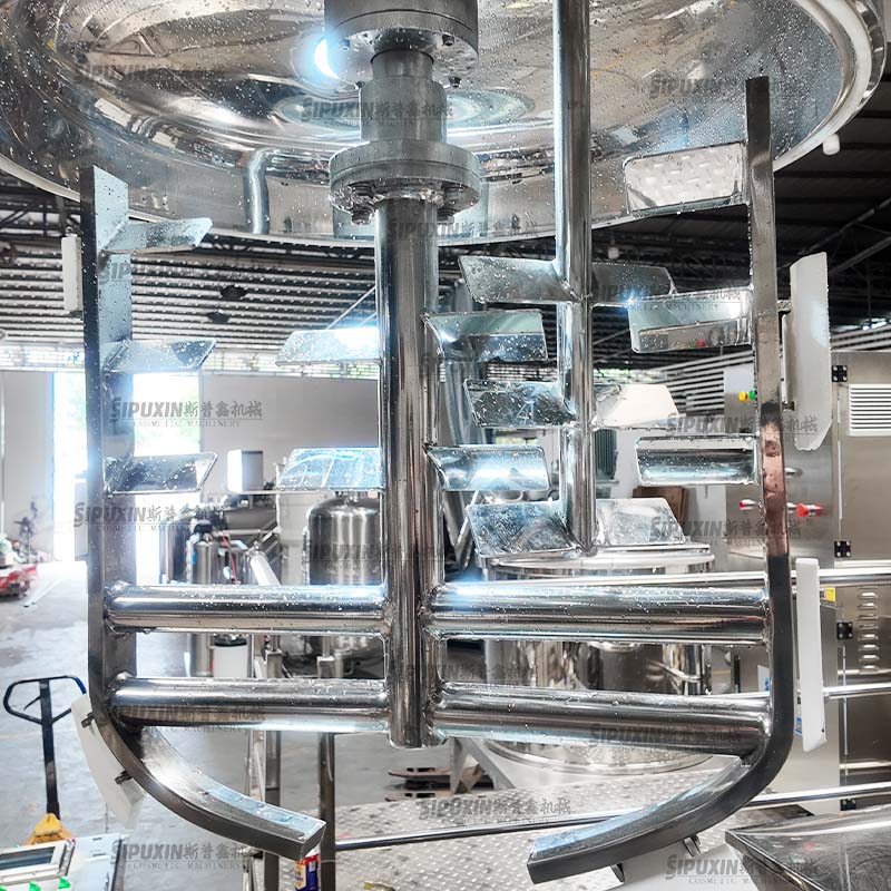 300L Hydraulic Lifting Vacuum Emulsifier Vacuum Homogenizing Mixing Pot with Oil & Water Phase Tank Tilting Discharge Cosmetic Manufacturing Equipment