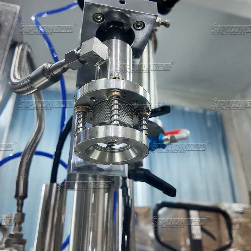 High Precision Semi‑Automatic Pneumatic Aerosol Filling Machine PLC Control with Motor for Alcohol Cosmetic Food Production