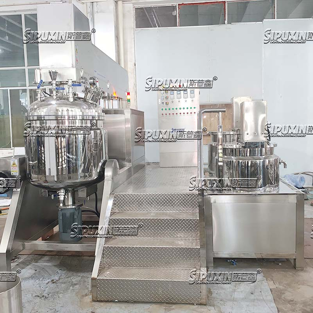 Hot Sale 300L Electric Heating Hydraulic Lifting Vacuum Homogenizer with Oil Tank and Water Tank