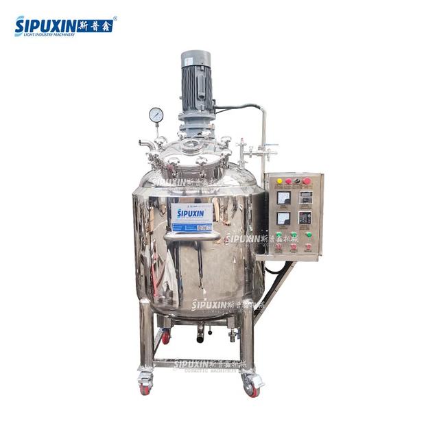 300L Electric Heating Sealed Mixing Tank With Manhole Movable Casters Stainless Steel Mixing Vessel For Toothpaste Cream Sauce Juice Mixing