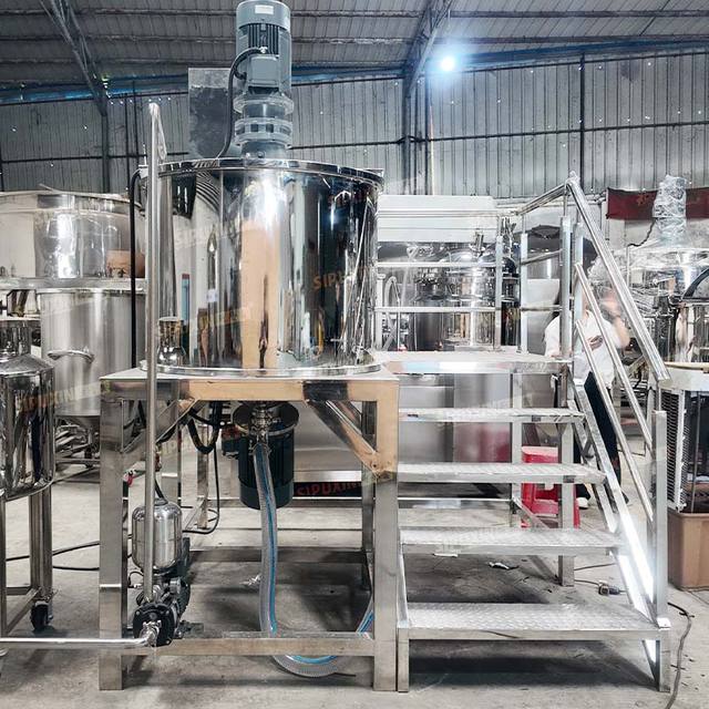 500L Single-Layer Homogenizing Stirring Tank with Operating Platform and Stairs, Equipped with 200L Electric Heating Mobile Storage Tank