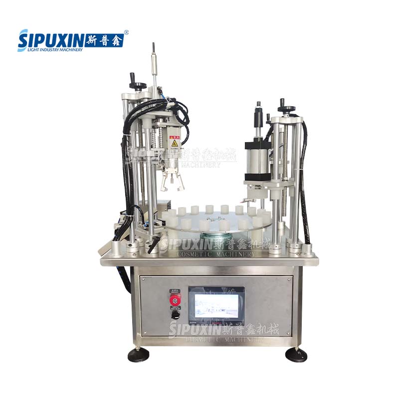 Perfume Filling Machine for Cosmetic，Stainless Steel Pneumatic Perfume Filler，Desktop Perfume Sample Filling Plugging Capping Machine