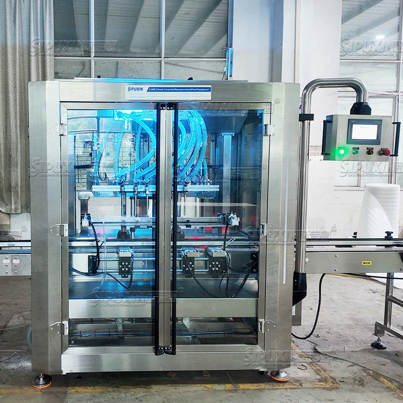 Full Automatic 6‑Head Servo Liquid Filling Machine, Cosmetic Detergent Bottling Production Line