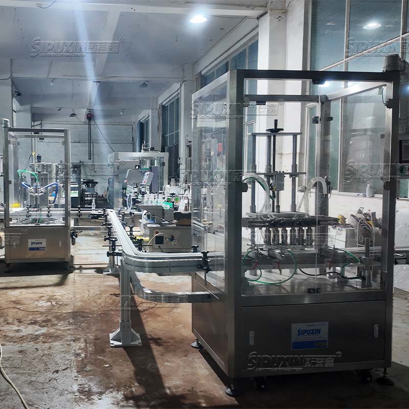 Automatic Bottling Line | 6 Nozzle Air Rinser & Double Head Gear Pump Filler for Glass & Plastic Bottles