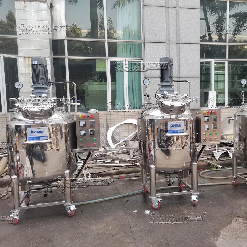 300L Electric Heating Sealed Mixing Tank With Manhole Movable Casters Stainless Steel Mixing Vessel For Toothpaste Cream Sauce Juice Mixing